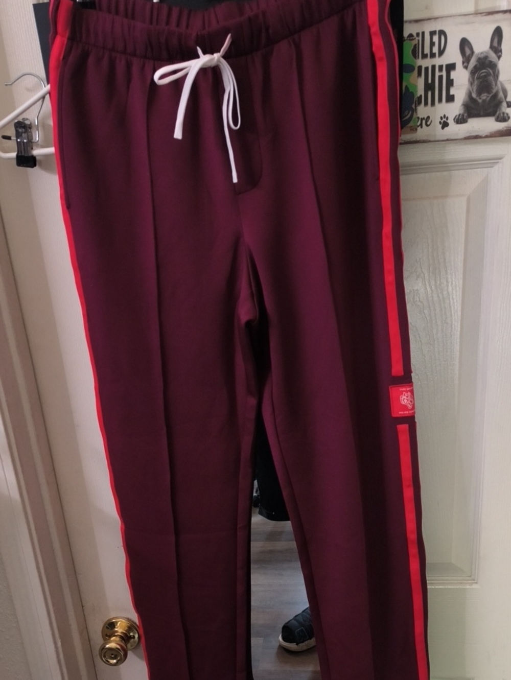 Darc Sport Wolves Forever Men's Maroon Track Pants Red Stripe
